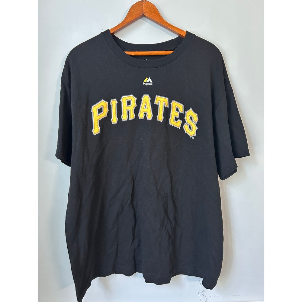 Majestic Pittsburgh Pirates MLB T-Shirt Black Mens Large 295ZX 07/14